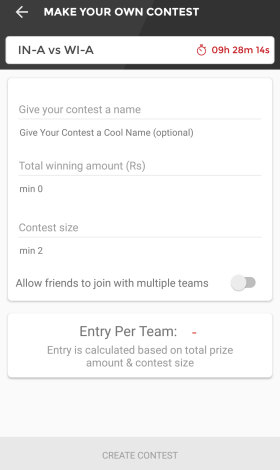 create dream11 contest