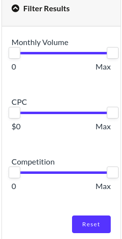 filter results