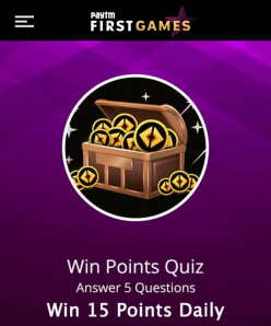 paytmfirstgames points quiz