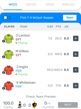 create myteam11 fantasy team