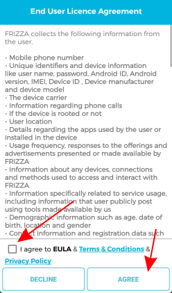 frizza app eula agreement