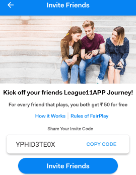 league 11 app refer code