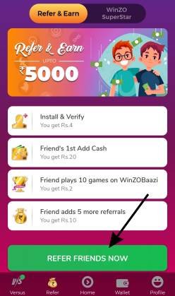 winzo gold referral code