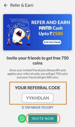 rewardpe referral code