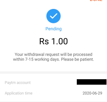 paytm withdarwal