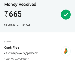 winzo gold payment proof