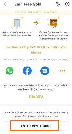 india gold invite code