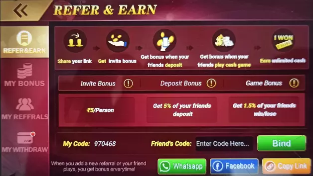 teen patti live refer and earn